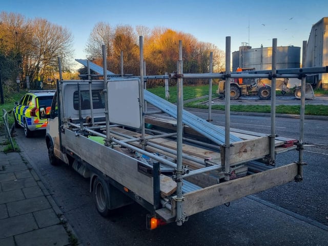 This vehicle transporting scaffolding was almost half a ton overweight.