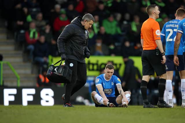 Jack Taylor limped off with 20 minutes to play against Forest Green. Photo: Joe Dent.