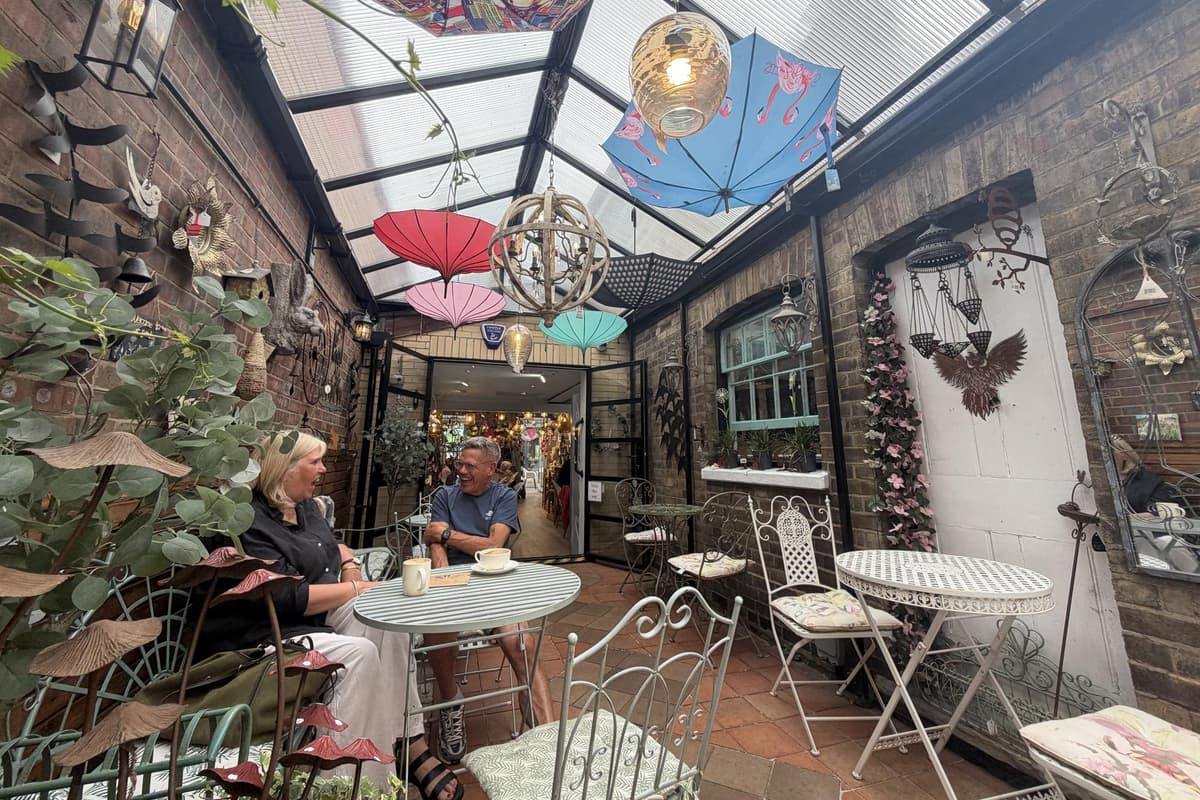 Inside the quirky Peterborough city centre cafe with umbrellas hanging ...