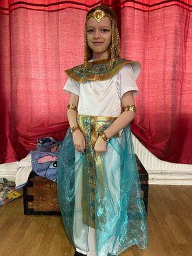 Eight-year-old Grace as a pharoah goddess - what a great costume!