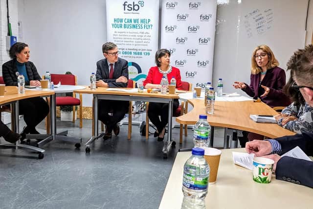 The discussion under way when small business leaders met the Labour Party's shadow business minister Seema Malhotra in Peterborough.