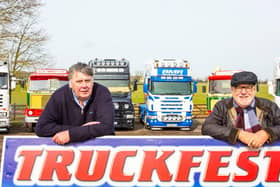 Truckfest organiser Bob Limming (L) with the Managing Director of Live Promotions, Colin Ward. Both men found themselves "welling up" as Truckfest drew to a close for the final time in Peterborough on May 1, 2023.