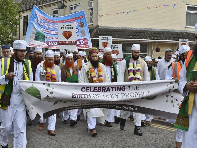 Peterborough Grand Mawlid parade from Alderman's Drive to celebrate the life and legacy of the Prophet Muhammad.