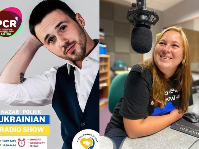 Nazar Poliuk co-hosts the Ukrainian radio show on Peterborough Community Radio (PCR FM) Extra alongside Alla Irodenko. Nazar is a refugee broadcaster who fled Ukraine just two hours before the outbreak of the war. The show gives Ukrainian's news from Ukraine and England, in both Ukrainian and English. It has grown in popularity, with Alla saying that thousands of listeners tune into the show every day.