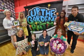 Dave Poulton and Kez Hayes-Palmer, from Up the Garden Bath, at their first Paperchase pop-up shop with some of their suppliers at the Queensgate Centre (image: David Lowndes).