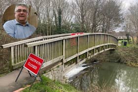 Councillor Bryan Tyler, inset, has criticised the way Peterborough City Council has gone about closing three public bridges in Cuckoos Hollow, Werrington, Peterborough