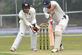 Ajaz Akhtar in batting action. Photo David Lowndes.