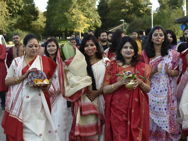 The colourful parade to celebrate Hindu festival of Durga Puja Festival