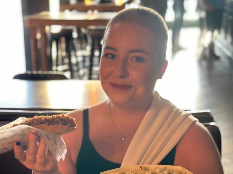 Georgia pictured at a Teenage Cancer Trust peer support group activity at a cinema