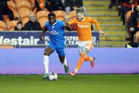 Kwame Poku in action against Blackpool. Photo: Joe Dent.