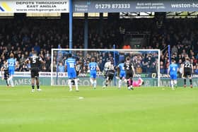 Dion Charles puts Bolton 2-0 up from the penalty spot at Posh. Photo David Lowndes.