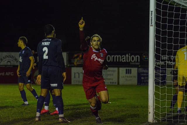 Rob Morgan scored for Stamford against Sporting Khalsa. Photo: Dan Allen.