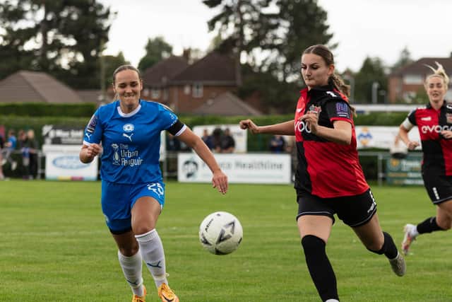 Zaiga Lacite in action for Posh Women v Sheffield. Photo: Ruby Red Photography