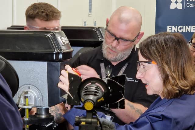 Work and Pensions Secretary Liz Kendall at Peterborough College