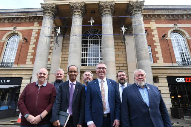 The new cabinet at Peterborough City Council: Ray Bisby, Gavin Elsey, Mohammed Farooq, Peter Hiller, John Howard, Chris Harper and John Fox