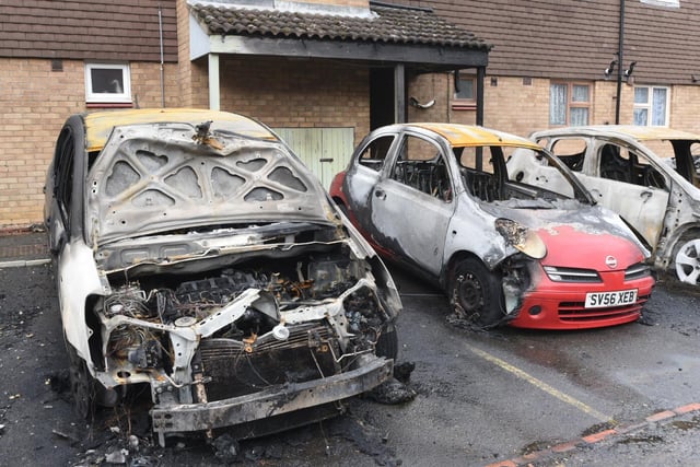 Some of the cars destroyed in the blaze