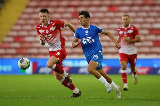 Joel Randall in action against Barnsley earlier in the season. Photo: Joe Dent.