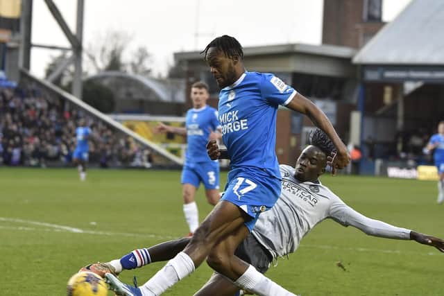 Ricky-Jade Jones in action for Posh against Reading. Photo: David Lowndes.