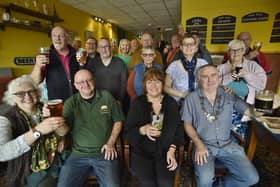 Customers and staff at the 7th anniversary celebration of the Frothblowers at Werrington