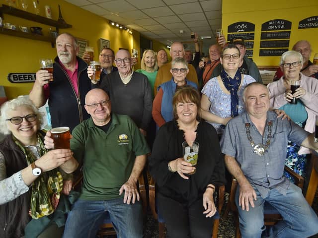Customers and staff at the 7th anniversary celebration of the Frothblowers at Werrington