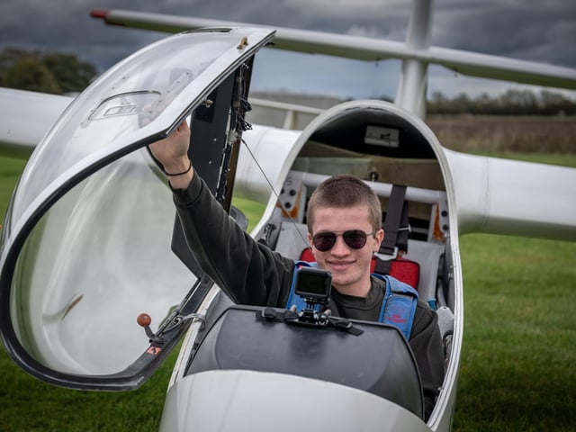 Charlie Lumb has become Britain's youngest qualified glider pilot - just three months after his 16th birthday