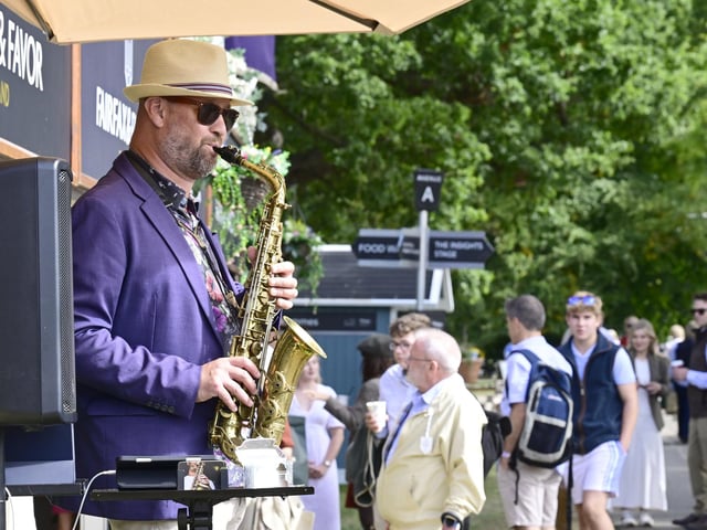 Saxophonist Ben Martin entertaining the crowds