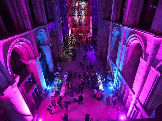 The Angels light show at Peterborough Cathedral.