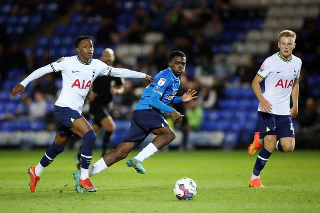 Kwame Poku in action against Tottenham Hotspur Under 21s. Photo: Joe Dent.