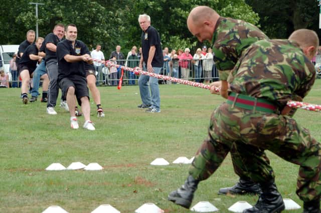 Ashfield Rugby Club members beat the Army at the Ashfield Show tug of war.