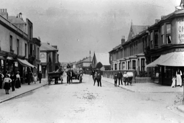 An Edwardian scene in Somers Road, Southsea, looking north. Pains Road is on the right. Picture: Barry Cox Collection. 