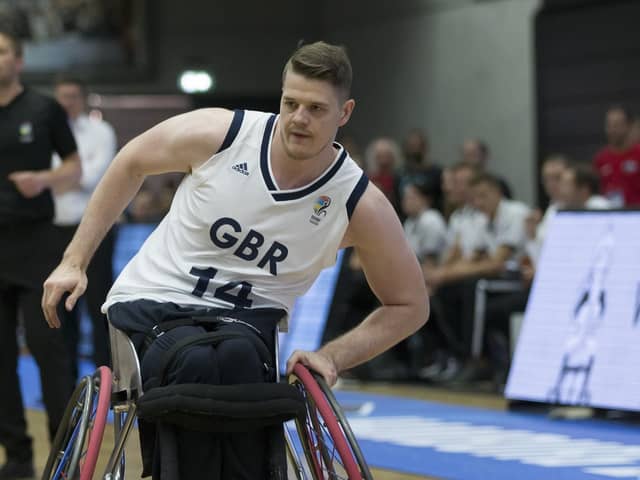 Lee Manning in action at the World Championships in Dubai. Photo Courtesy of SA Images and the British Wheelchair Basketball.