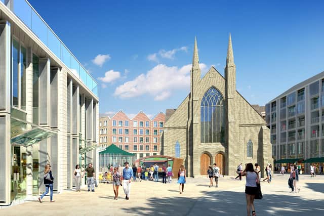 How the area around Westgate church could appear in the North Westgate regeneration.