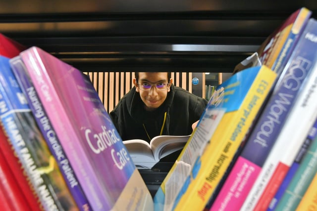ARU Peterborough student Kasim Raffiq-Fazal using the reading room.