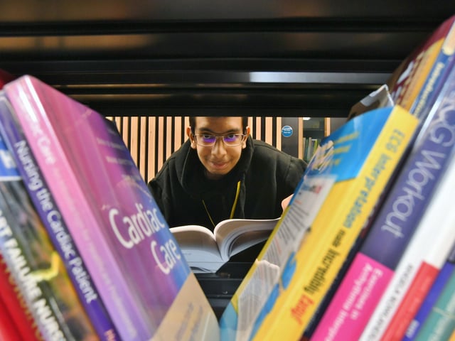 ARU Peterborough student Kasim Raffiq-Fazal using the reading room.
