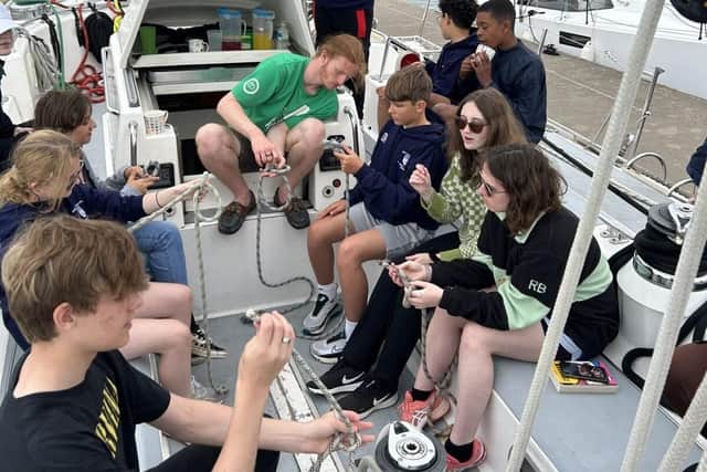 Jack Hunt students learning how to sail 