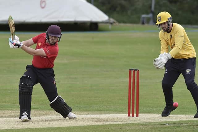 Conor Craig batting for Oundle Town against Peterborough Town. Photo: David Lowndes.
