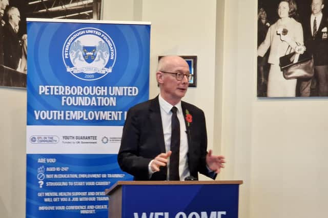 Secretary of State for Work and Pensions Pat McFadden in Peterborough