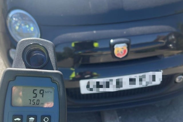 Officers were conducting speed gun checks in a 30mph speed limit zone and reported four motorists for excess speed. One driver was recorded at 59mph.