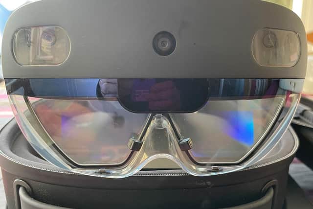The Microsoft HoloLens headset, which is used with the Hilda’s Home simulation and which was developed by ARU.