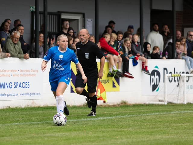 New Posh Women player Katie Middleton during the game v Wolves. Photo: Ruby Red Photography