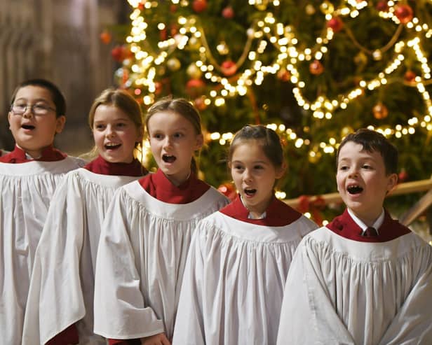 Peterborough Cathedral choristers at Christmas.