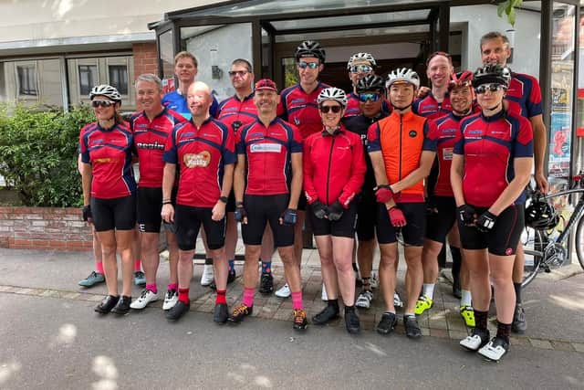 The cyclists that took on the ride in support of the Free Kicks Foundation.