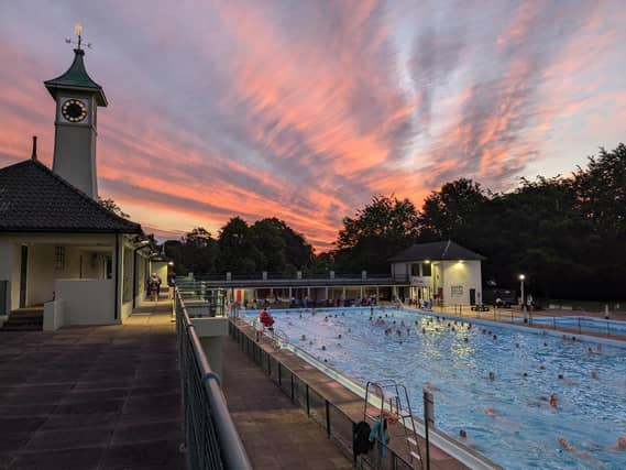 The morning swim at the Lido was very popular