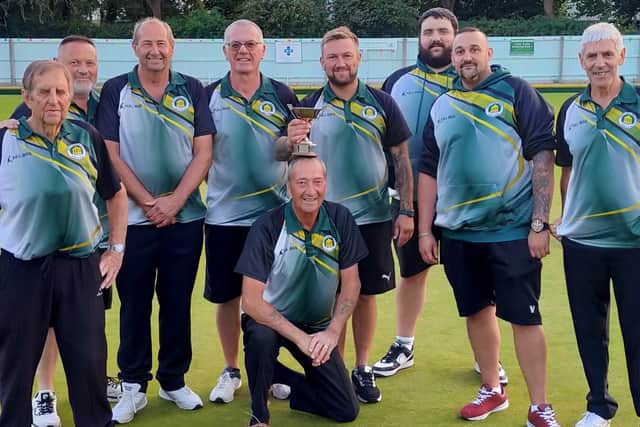 The winning Whittlesey Manor Bowls team.