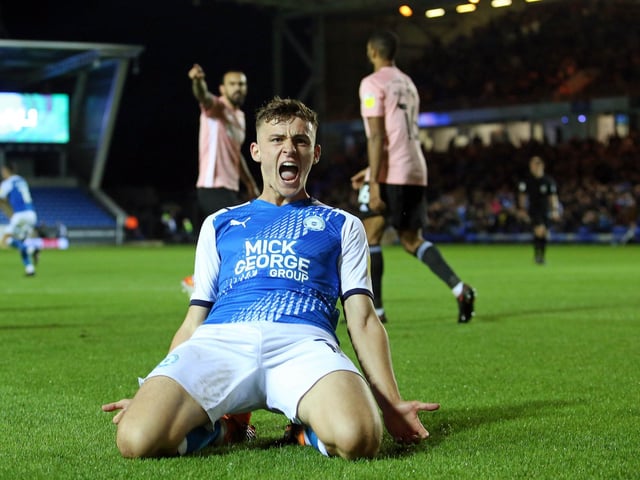 Harrison Burrows scored in two of the first three games in the Championship season of 2021-22. Here he celebrates one of those goals, against Cardiff.