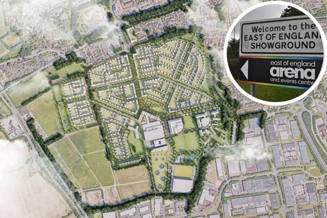 Businesses have voiced their support for a multi-million pound development of the East of England Showground in Peterborough