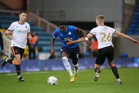 Ephron Mason-Clark of Peterborough United in action against Salford City. Photo: Joe Dent/theposh.com