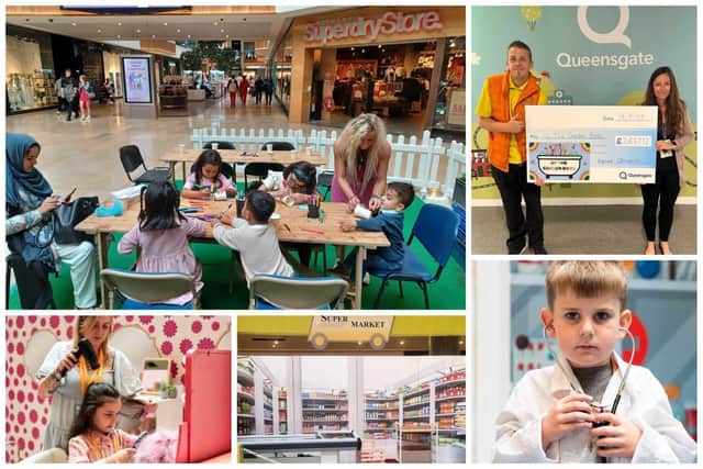 The magical Kids Kingdom at the Queensgate Shopping Centre with Dave Poulton, co-founder of Up The Garden Bath, with Katie Chapman, the Marketing and Commercialisation Manager at Queensgate, top right