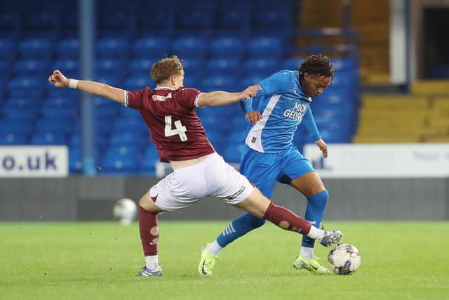 Andre Changunda in action for Posh v Northampton Town. Photo Joe Dent/theposh.com.