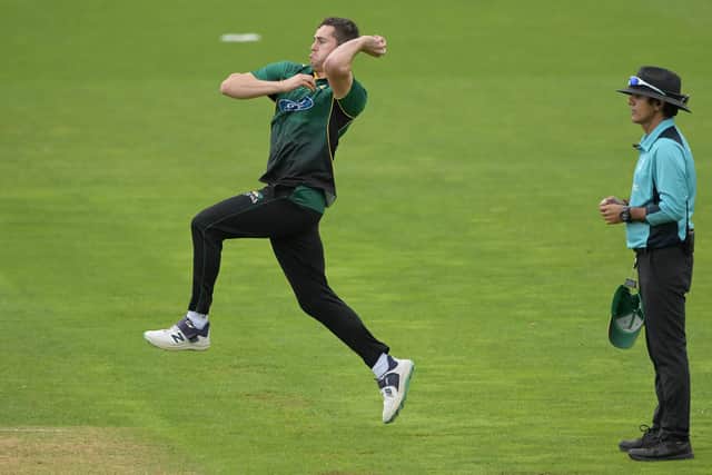 Bourne and Glamorgan seamer Ray Toole in action. Photo Kerry Marshall/Getty Images.